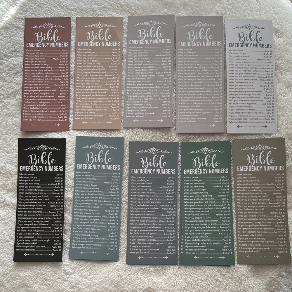 Bible Emergency Numbers Bookmarks Set of 20 6” x 2.5” Invitation to Christ NWT
